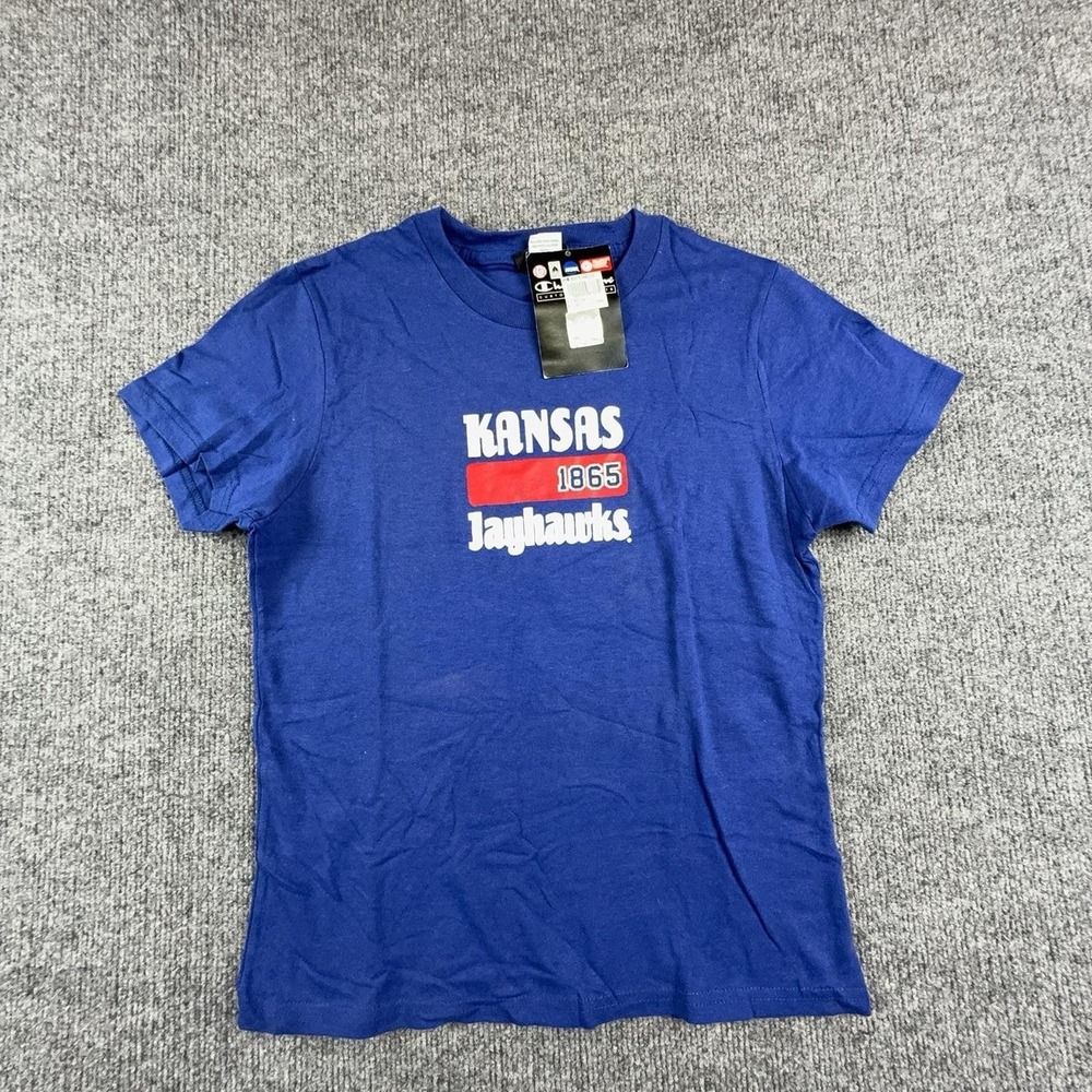 Champion Kansas Jayhawks Womens Small Blue NCAA Basketball Shirt 1865 C5300148